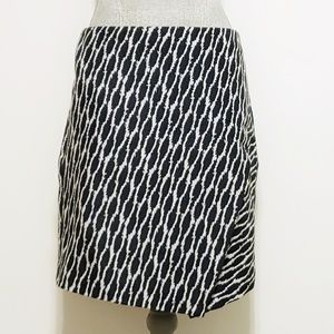 LOFT Navy Patterned Faux Wrap Skirt